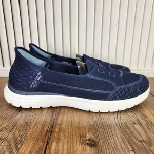 Skechers Slip-Ins On-The-Go Flex-Top Notch Womens Sz 8.5 Navy Blue Slip On Shoes